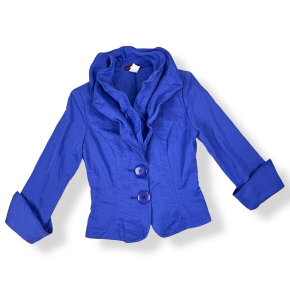 90's purple extravagant  evening fitted blouse blazer with unique double collar - Picture 9 of 16